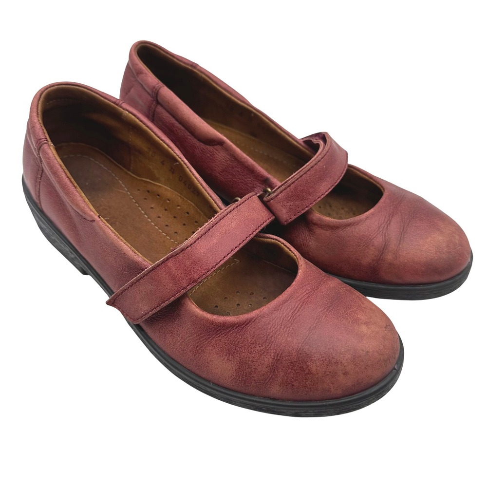 Vintage Otiko Y2K Womens Burgundy Leather Mary Jane Comfort Flat Shoes 5.5/36
